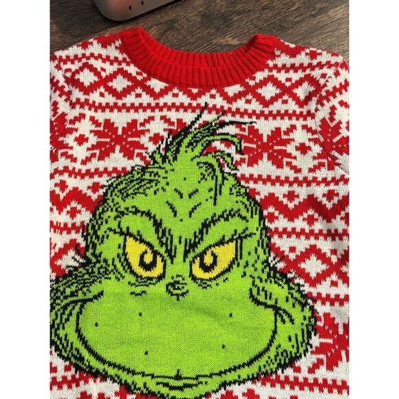 Dr. Seuss Grinch Christmas Holiday Sweater Pullover Size S 6/7 - Picture 2 of 5